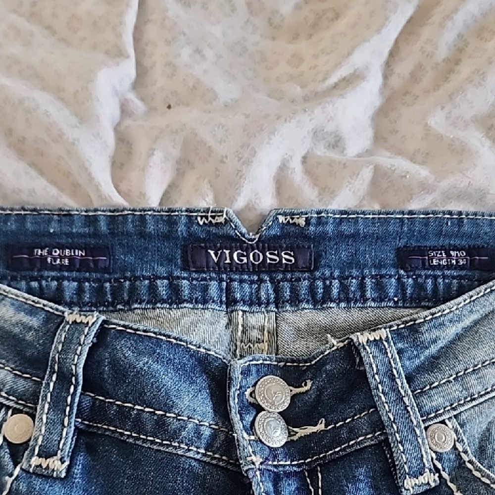 Vigoss Distressed Flare Jeans - Light Blue - Picture 7 of 7